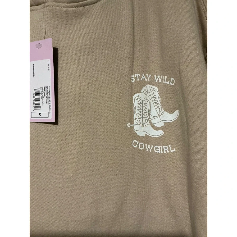 Wild Fable Womens Tan Stay Wild Cowgirl Graphic Hoodie Sweatshirt Size S - Picture 2 of 5